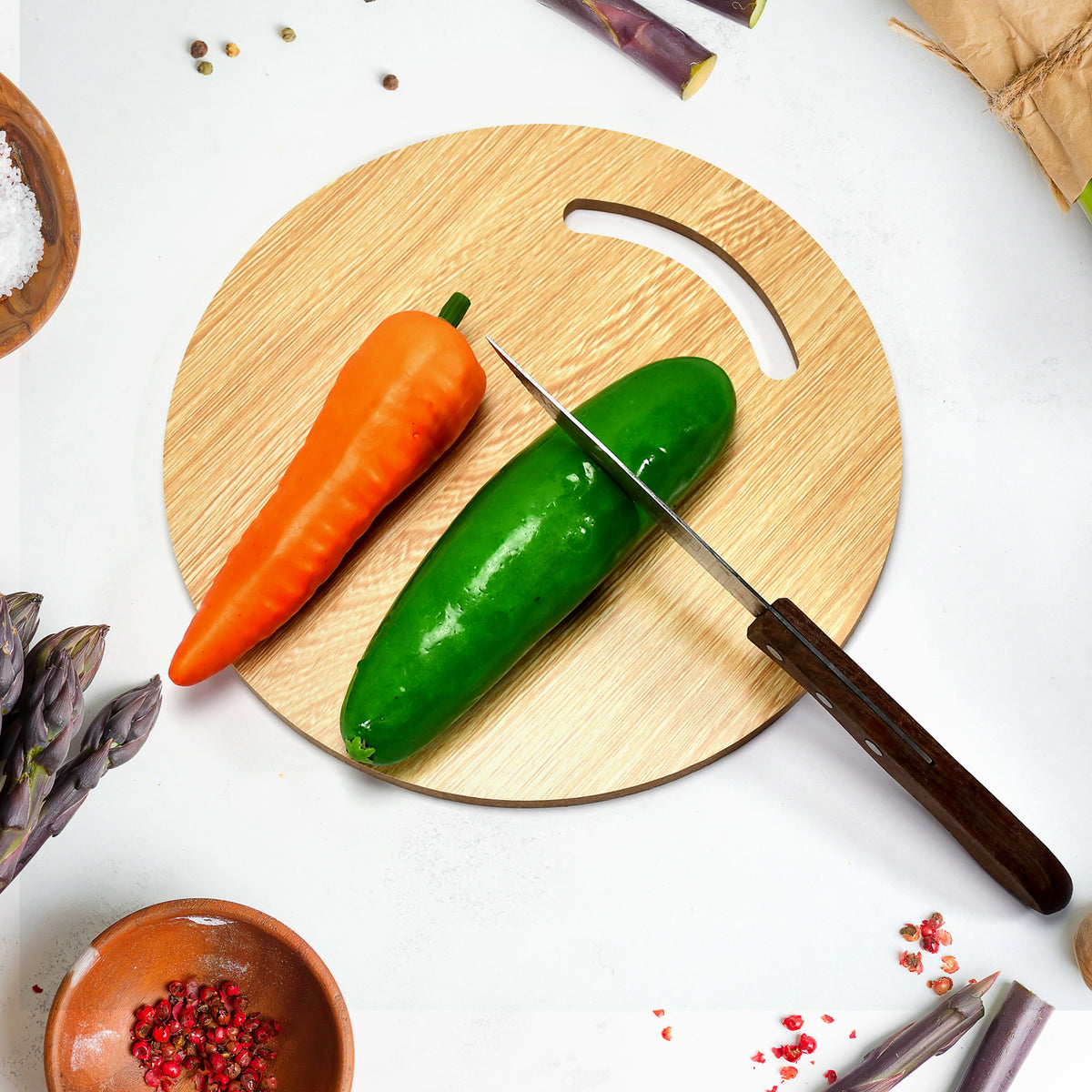 7123 Wooden Round Chopping Board  For Chopping Fruit  Vegetable