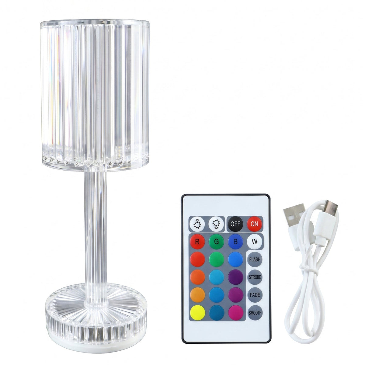 Touch Control Rgb Crystal Led Table Lamp With Remote Control (1 Set)