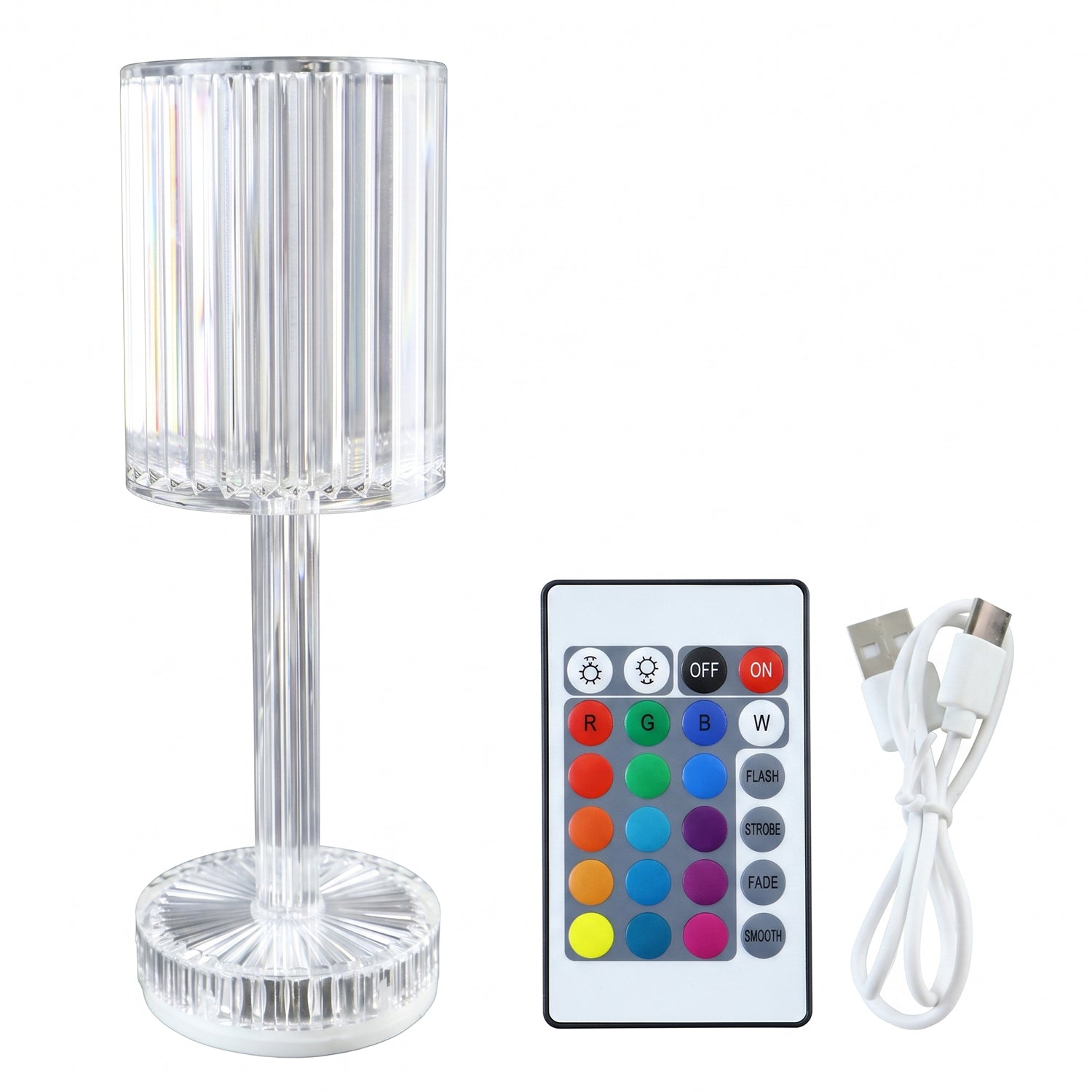 Touch Control Rgb Crystal Led Table Lamp With Remote Control (1 Set)