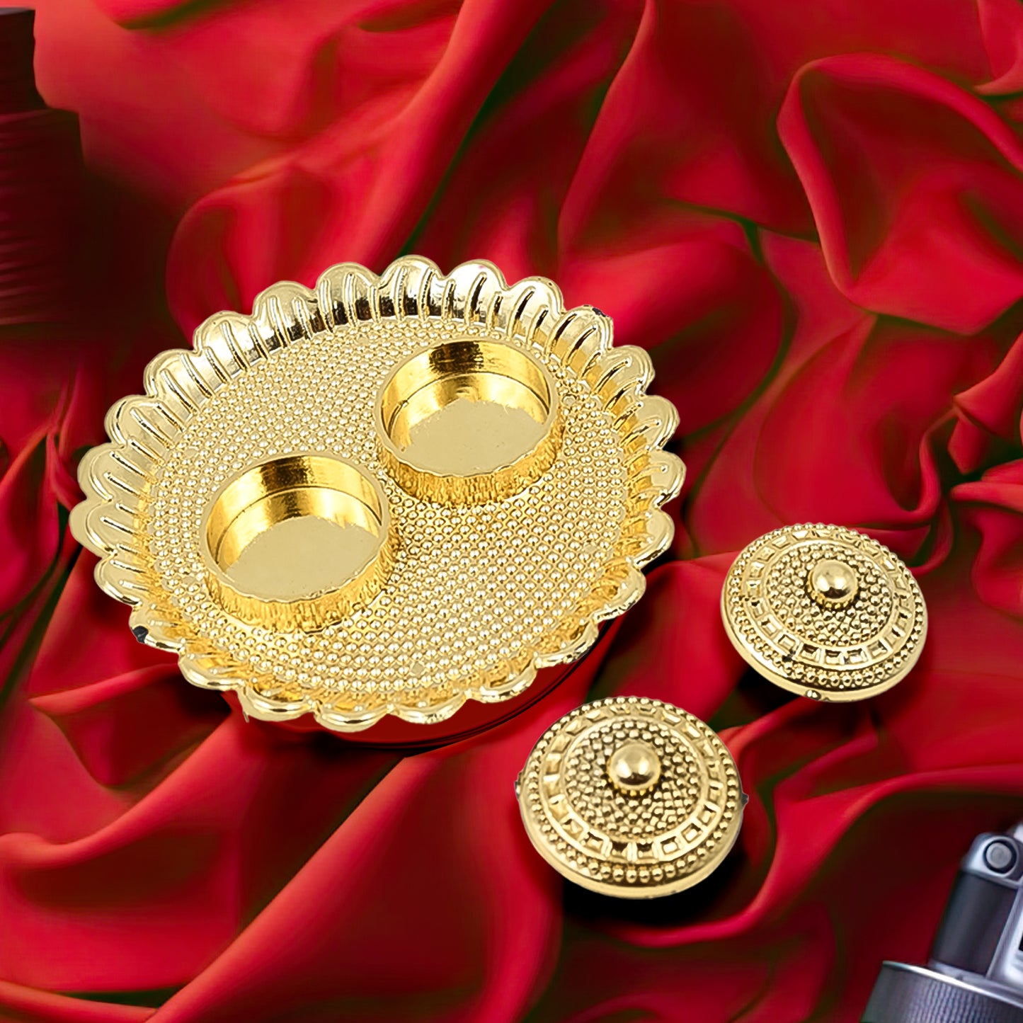 Round Shape Special Puja Thali Kumkum Thali Holder (1 Pc  Big)