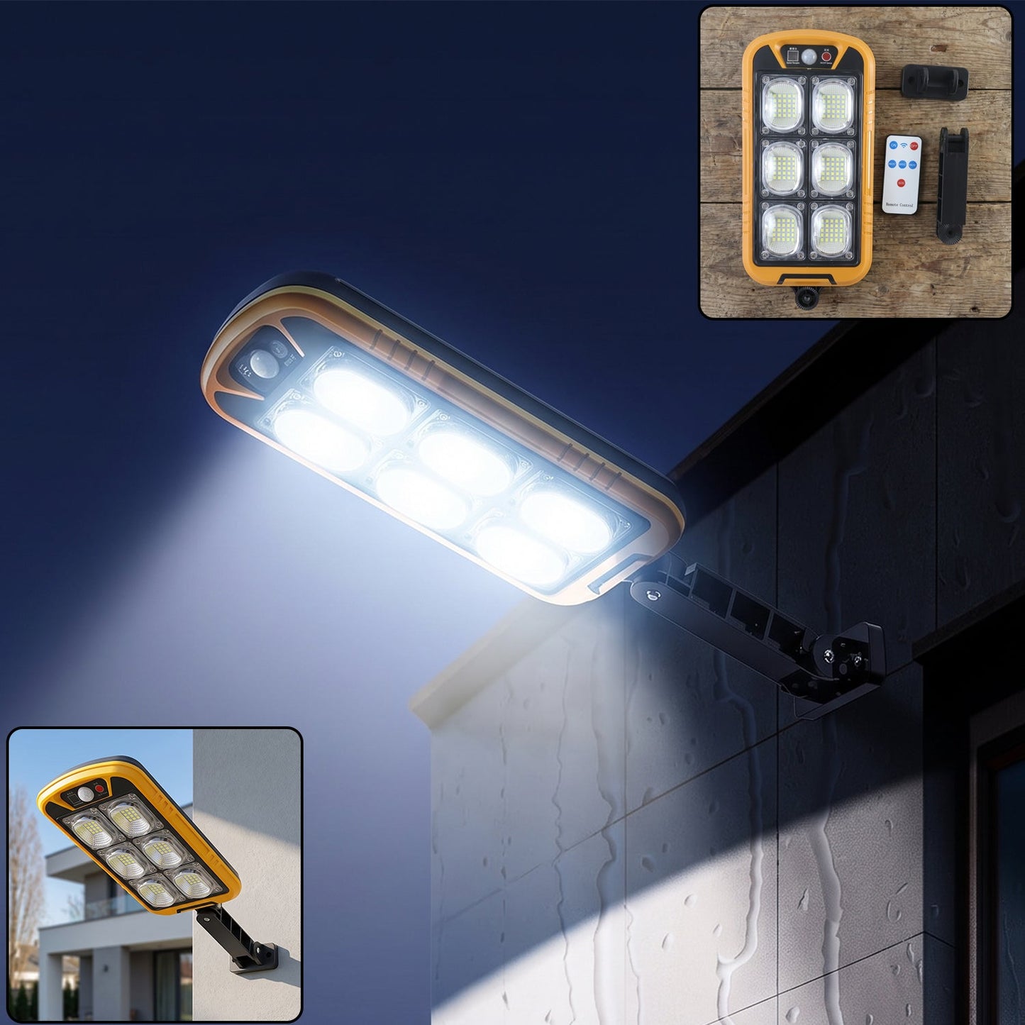 Solar Led Motion Sensor Wall Light With Remote Waterproof Outdoor (1 Set)