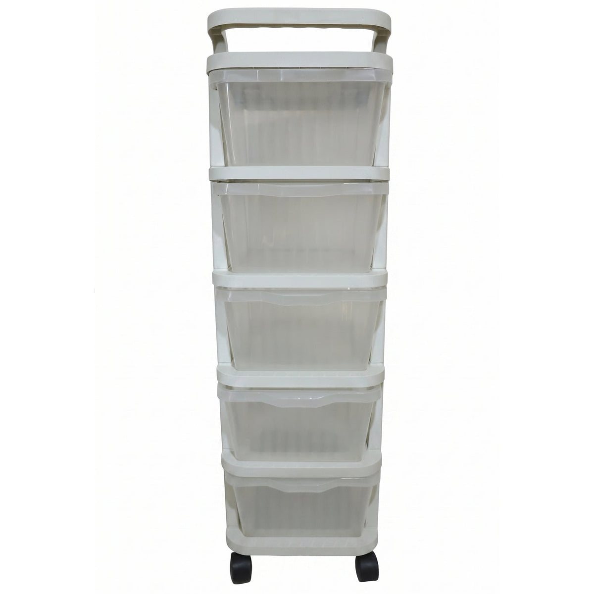 5 Layer Plastic Storage Drawer Rack Organizer With Wheels For Home (1 Pc)