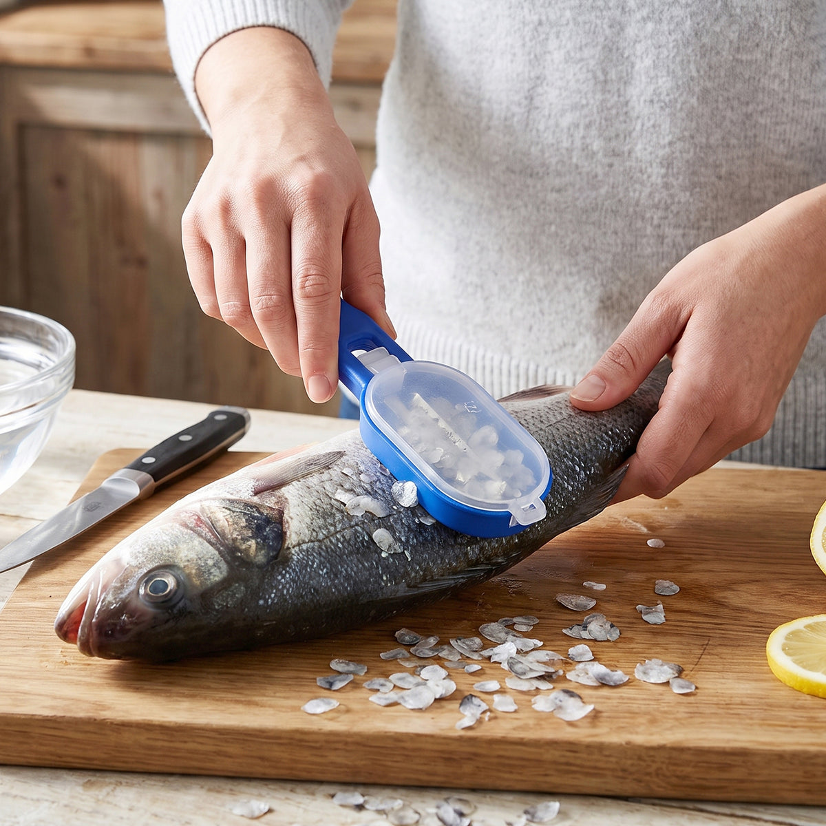 Fish Scaler Scraper With Lid Scale Remover Skin Cleaner For Kitchen (1 Pc)