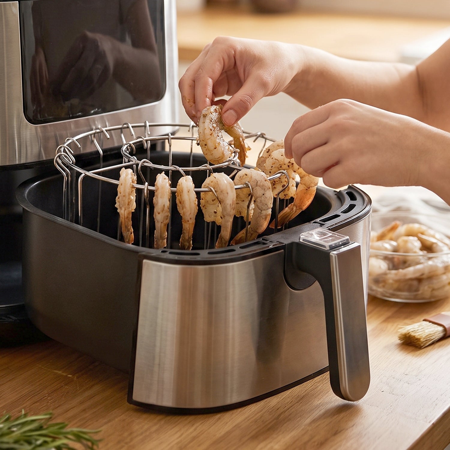 Air Fryer Skewer Stand Stainless Steel Bbq Kebab Rack Holder (1 Set)