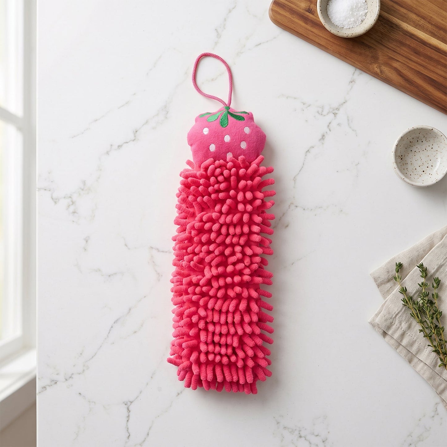 Microfiber Chenille Hanging Hand Towel For Bathroom And Kitchen Cleaning (1 Pc)