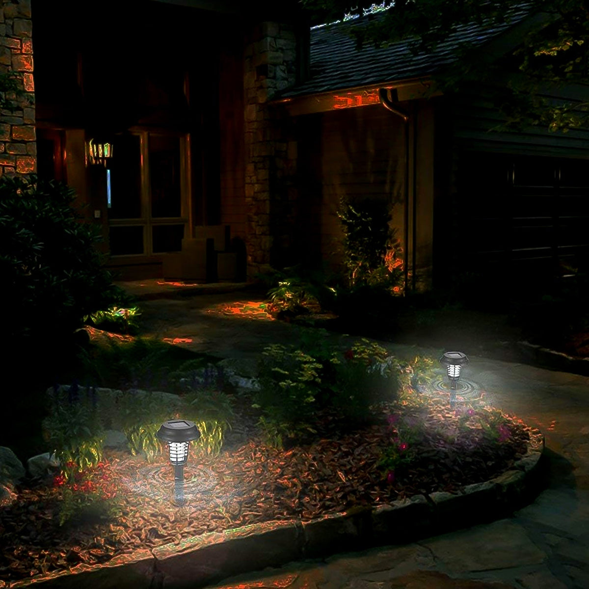 Garden Lighting Uv Led Solar Powered Led Mosquito Trap  Bug Zapper  (2 Pc)