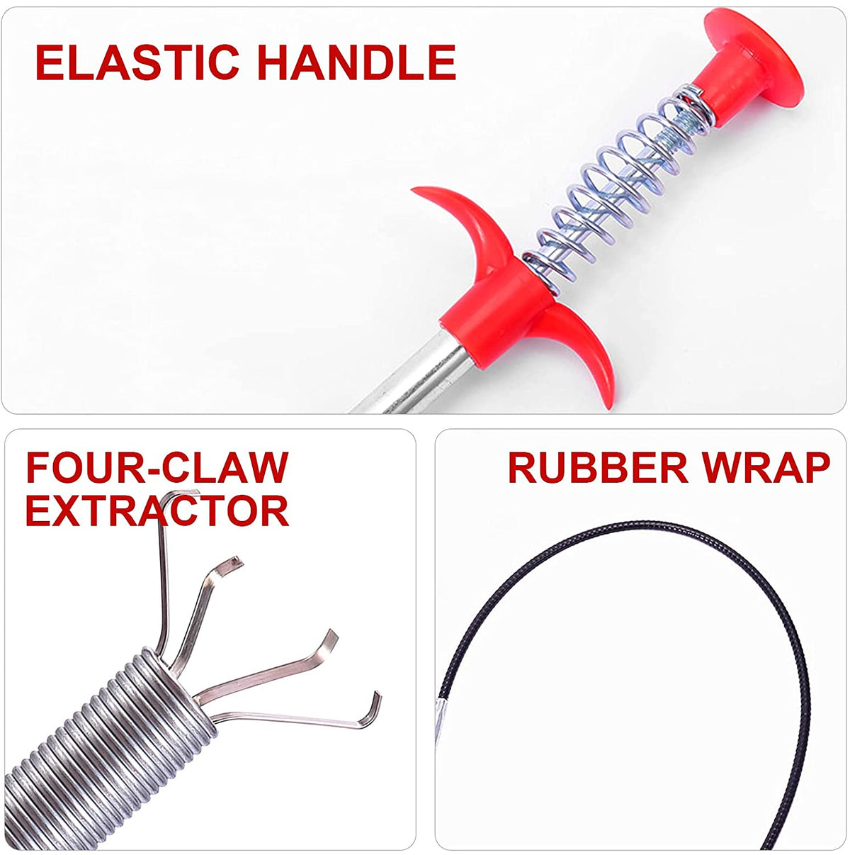1628 Multifunctional Cleaning Claw Pilpe Cleaner Drainage Block Remover Drain Spring Pipe Dredging Tool Drain Cleaning Tool For Hair Drain Drain Cleaner Sticks Drain Pipe Clearer (290 Cm)