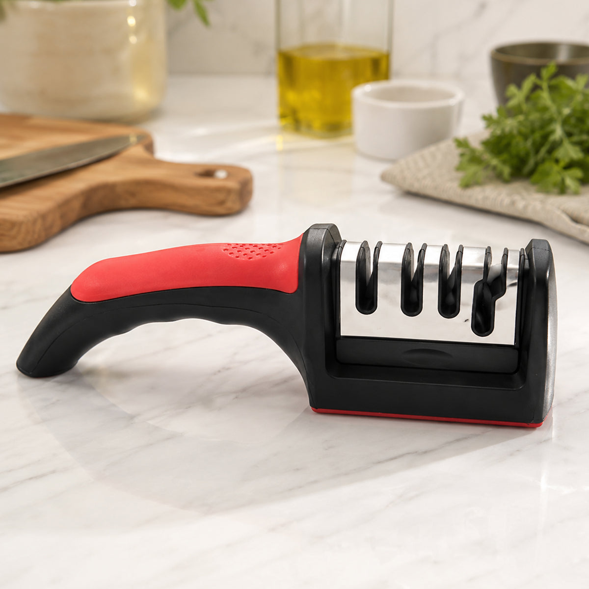 4 Stage Knife Sharpener Tool For Kitchen Knives With Non Slip Handle (1 Pc)